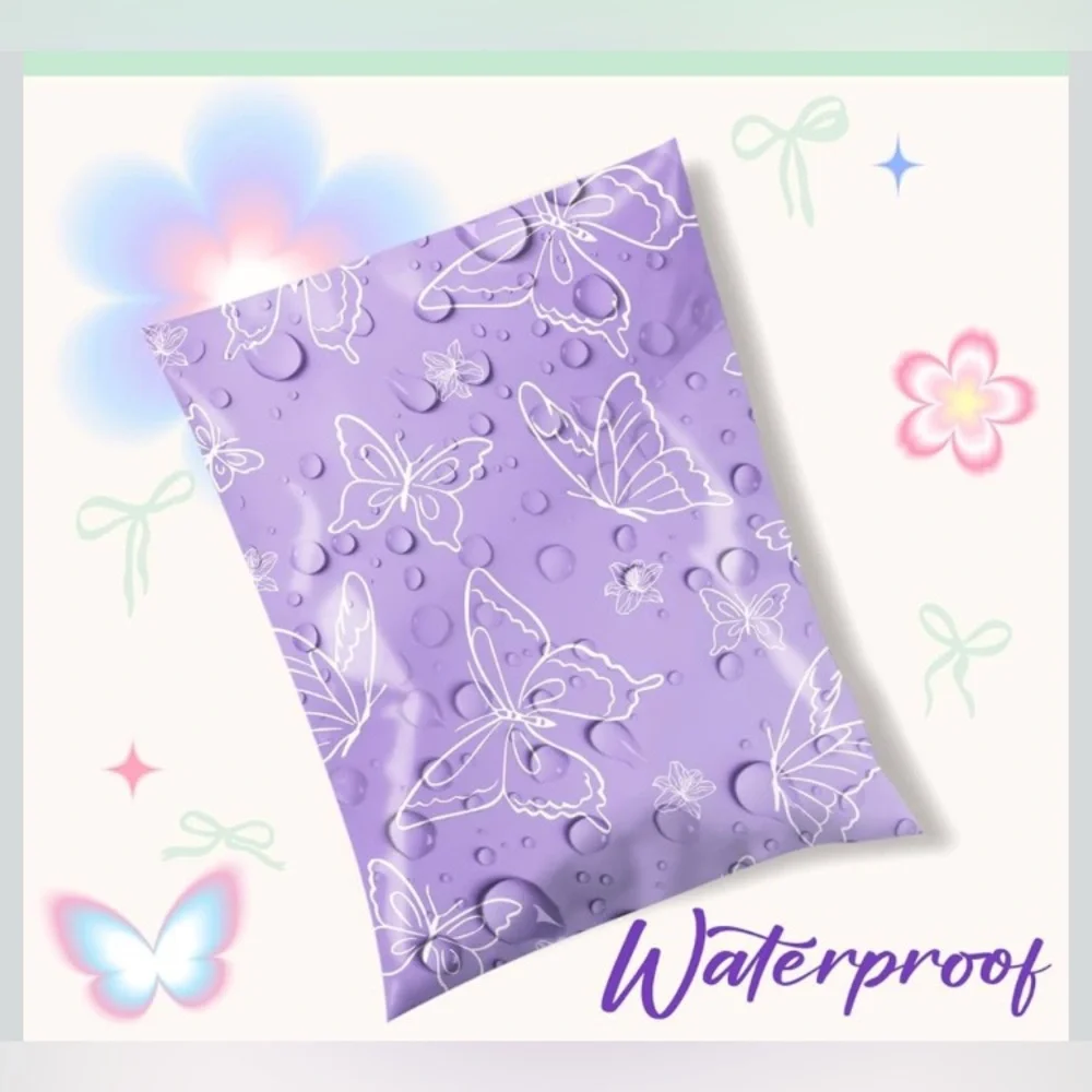 25 Purple Butterfly 14.5x19 Poly Mailers
